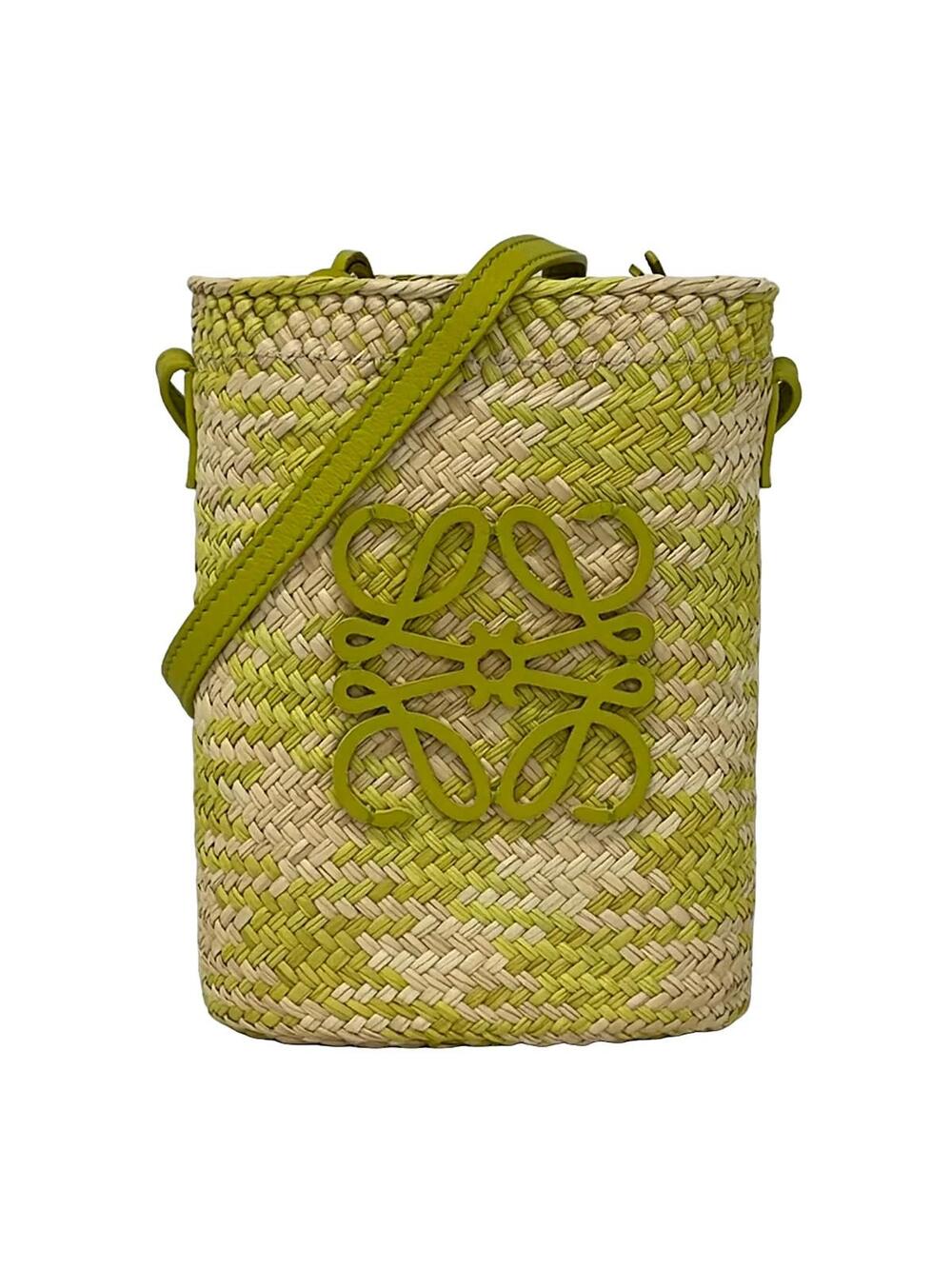 Loewe Beige Light Green Straw Canvas #373084L85B
